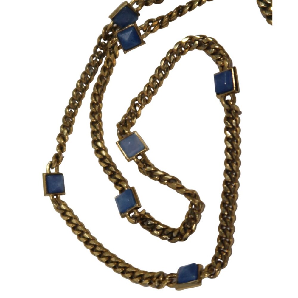 MICHAEL KORS blue stone station necklace w toggle closure